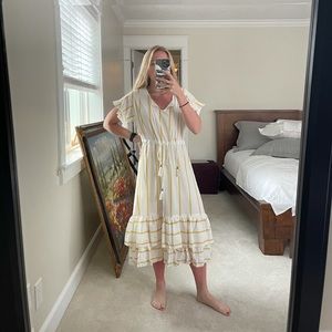 beautiful summer white and yellow dress